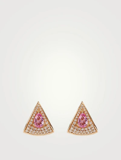 Spectrum 18K Gold Earrings With Diamonds And Pink Sapphire