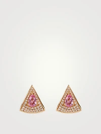 Spectrum 18K Gold Earrings With Diamonds And Pink Sapphire