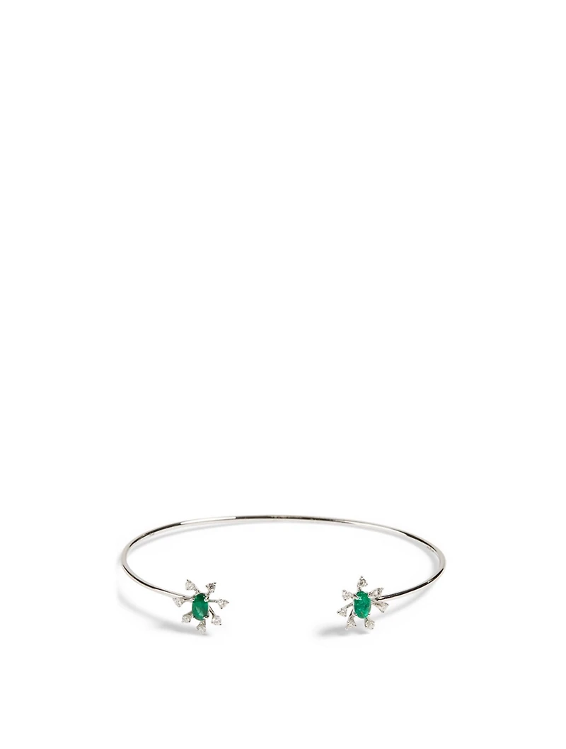 Luminus 18K White Gold Bracelet With Diamonds And Emerald