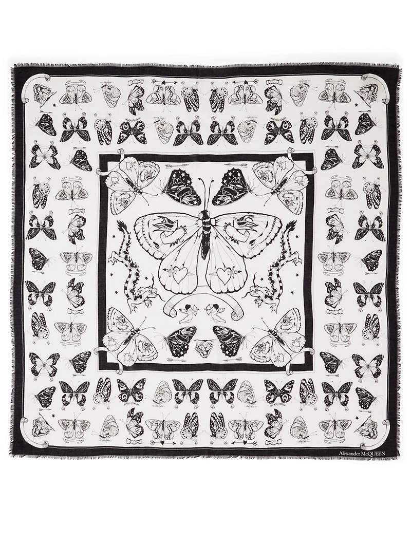 Modal And Wool Inked Butterfly Scarf
