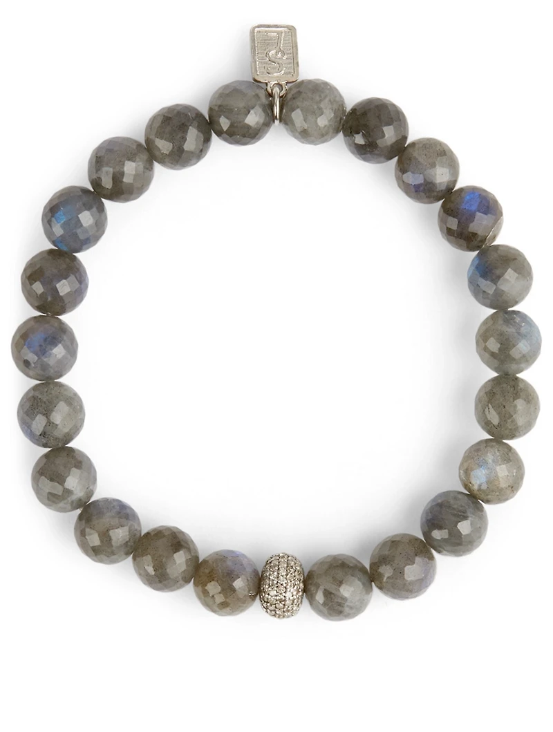Labradorite Beaded Bracelet With Diamond Donut