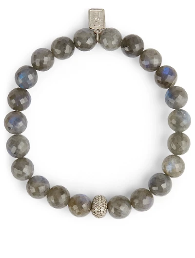 Labradorite Beaded Bracelet With Diamond Donut