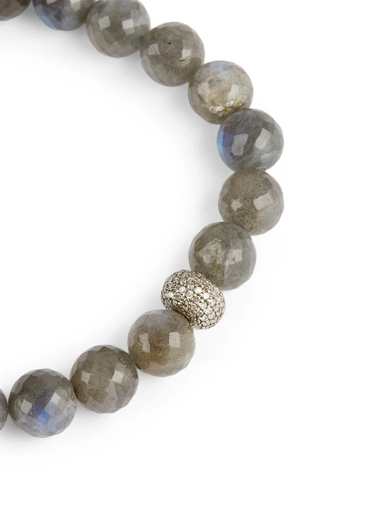 Labradorite Beaded Bracelet With Diamond Donut