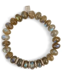 Beaded Labradorite Bracelet With Diamond Rondelles