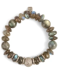 Labradorite Beaded Bracelet With Diamond Bead And Rondelles