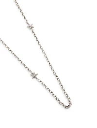 Silver Chain Star Necklace With Diamonds