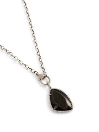 Silver Chain Druzy Necklace With Diamonds