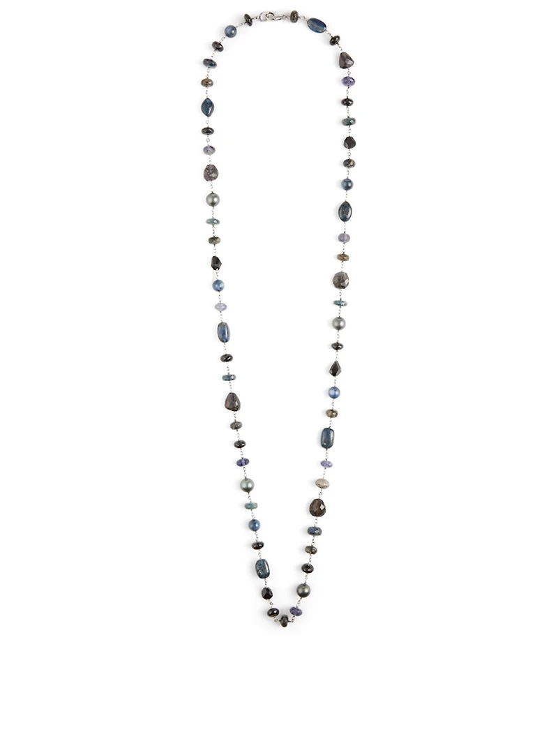 Silver Mixed Stone Necklace With Diamonds