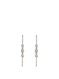 Silver Stick Earrings With Diamonds