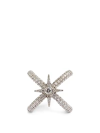 Silver Starburst Ring With Diamonds