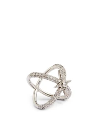 Silver Starburst Ring With Diamonds