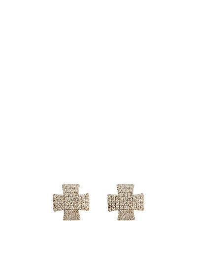 Silver Maltese Cross Earrings With Diamonds