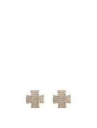 Silver Maltese Cross Earrings With Diamonds