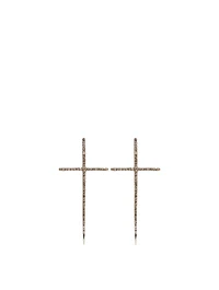Silver Spike Cross Earrings With Diamonds