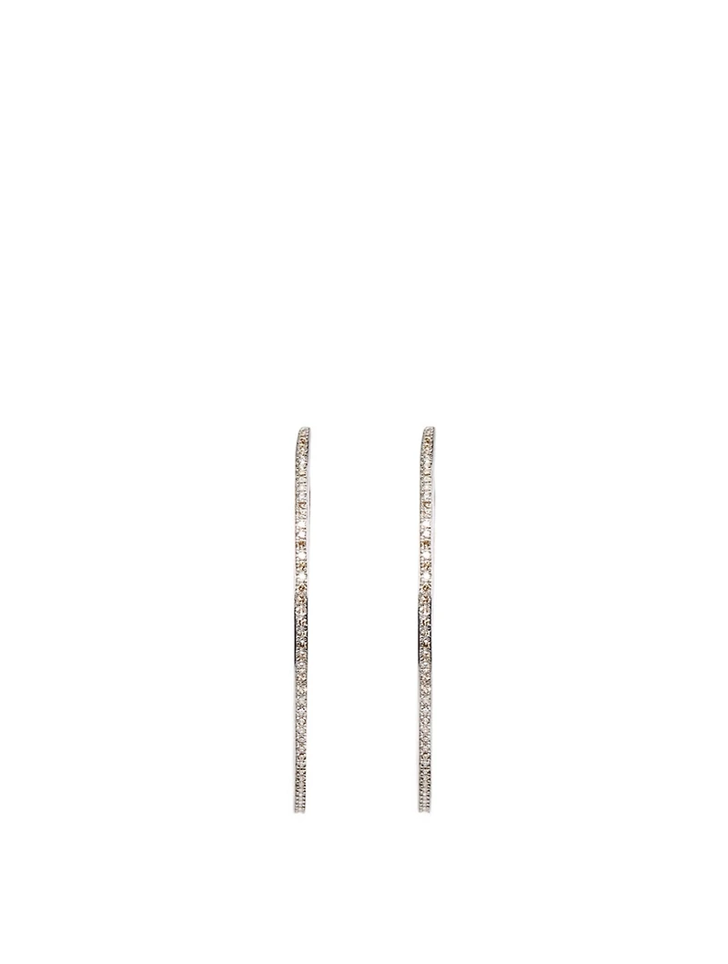 Silver Inside Out Hoop Earrings With Diamonds