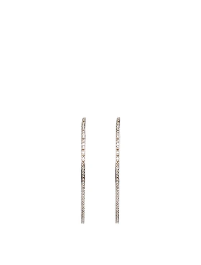 Silver Inside Out Hoop Earrings With Diamonds