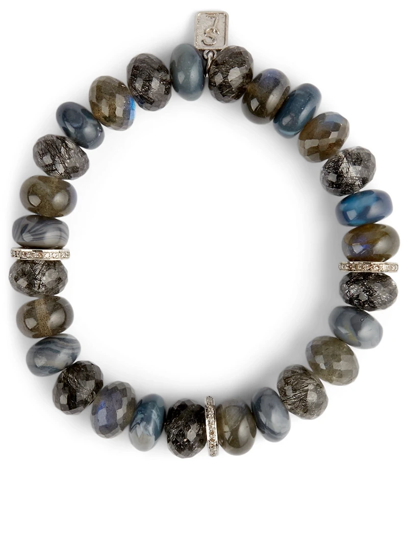 Mixed Stone Bracelet With Diamond Rondelles