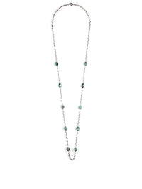 Silver Chain Necklace With Emeralds