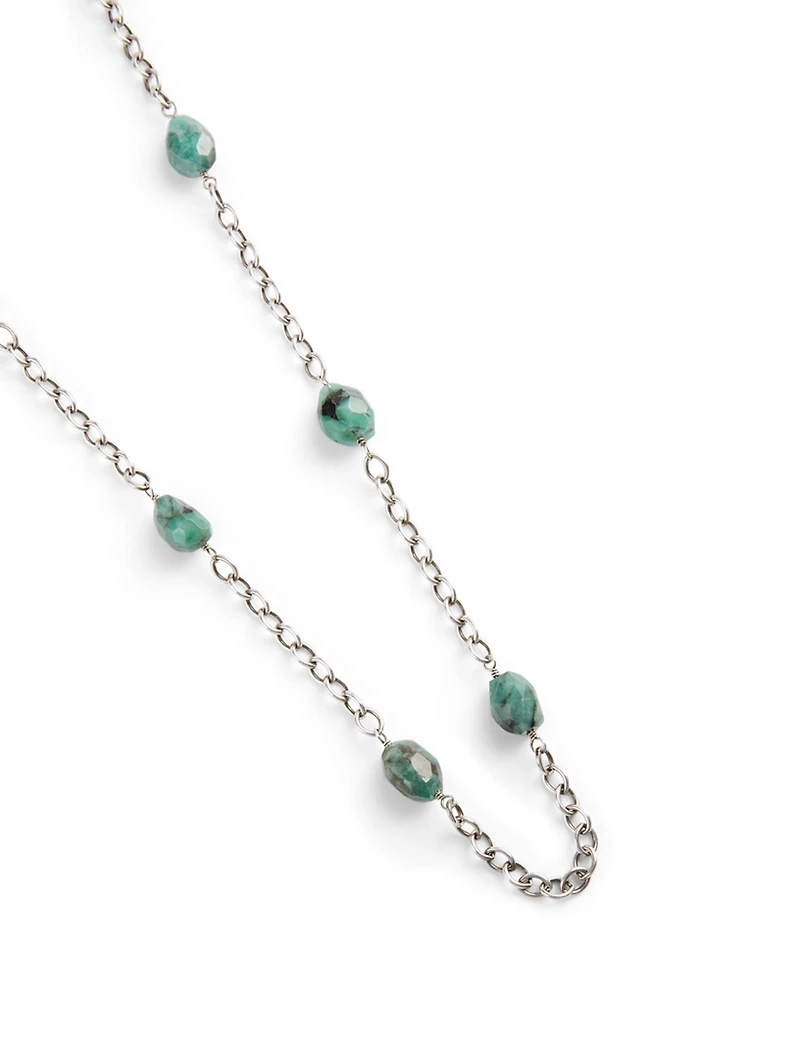 Silver Chain Necklace With Emeralds