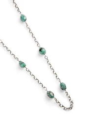 Silver Chain Necklace With Emeralds