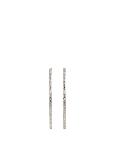 Silver Inside Out Hoop Earrings With Diamonds