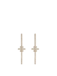 Silver Three Bar Spike Earrings With Diamonds