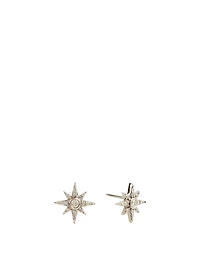 Silver Northstar Starburst Stud Earrings With Diamonds