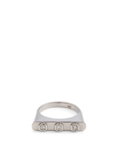 Silver Tower Ring With Diamonds