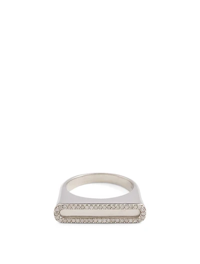 Silver Tower Outline Frame Ring With Diamonds