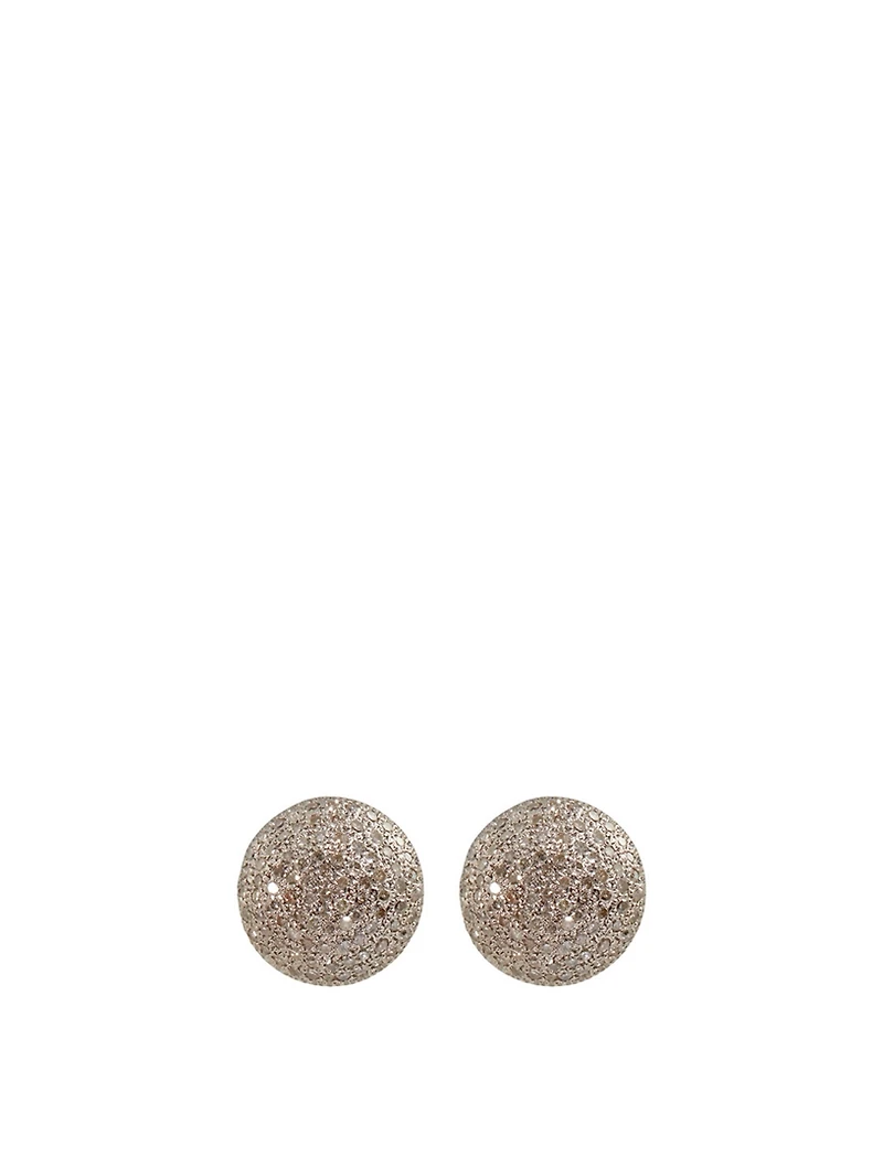 Silver Dome Earrings With Diamonds
