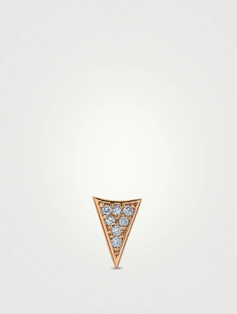 14K Rose Gold Triangle Stud Earring With Diamonds