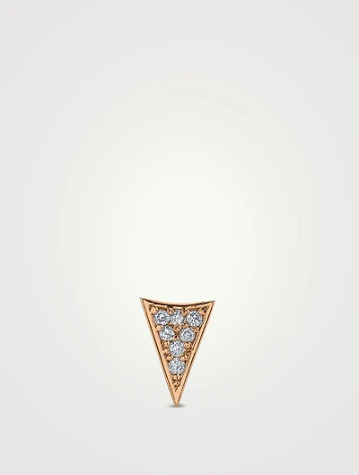 14K Rose Gold Triangle Stud Earring With Diamonds