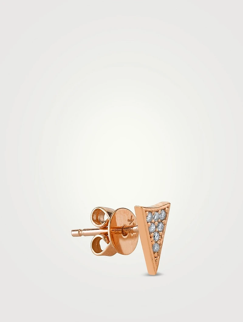 14K Rose Gold Triangle Stud Earring With Diamonds