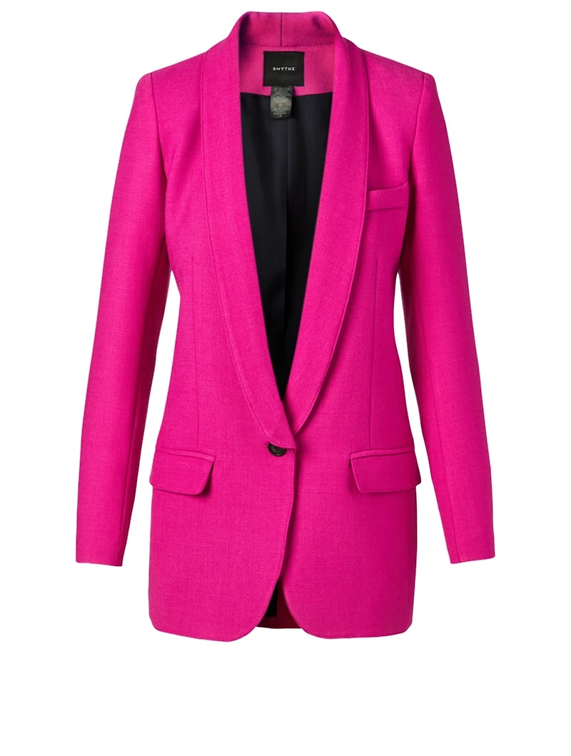 Wool-Blend Long Shawl Blazer