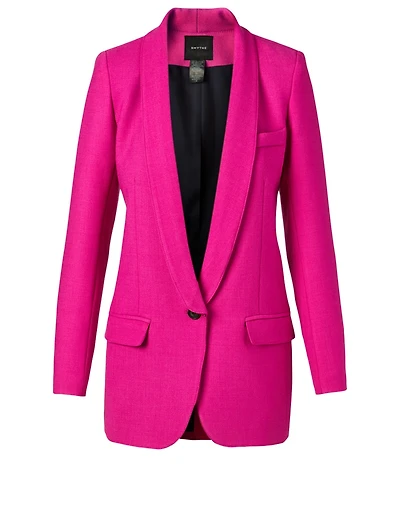 Wool-Blend Long Shawl Blazer