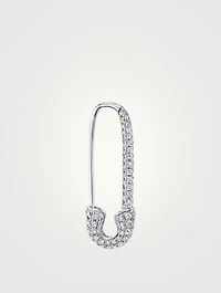 18K Gold Left Safety Pin Earring With Diamonds