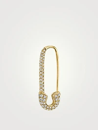 18K Gold Right Safety Pin Earring With Diamonds