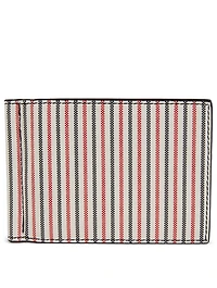 Money Clip Coated Leather Wallet In 3D Seersucker Print