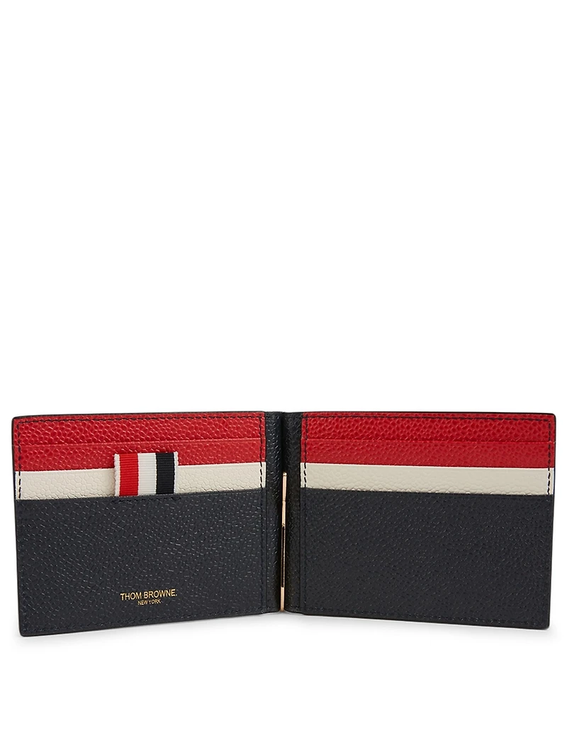 Money Clip Coated Leather Wallet In 3D Seersucker Print