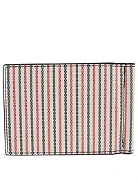 Money Clip Coated Leather Wallet In 3D Seersucker Print