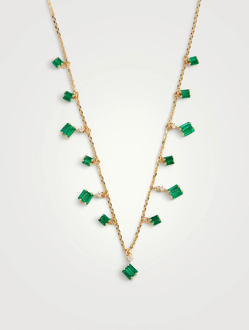 Fireworks 18K Gold Shaker Necklace With Emeralds And Diamonds