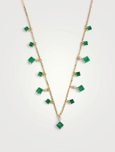 Fireworks 18K Gold Shaker Necklace With Emeralds And Diamonds