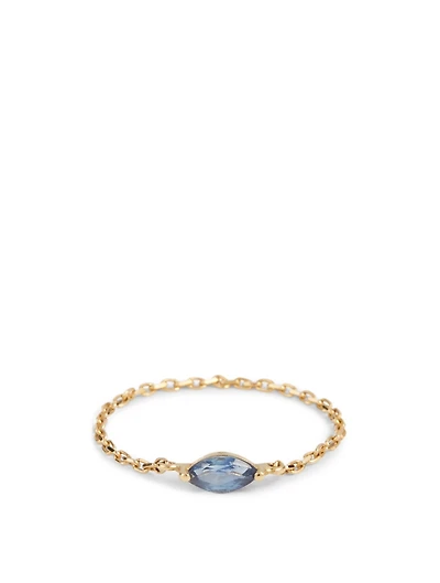 18K Gold Marquise Sapphire Chain Ring