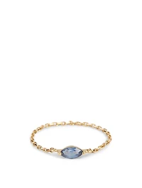 18K Gold Marquise Sapphire Chain Ring