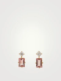 18K Gold Deco Earrings With Pink Tourmaline And Diamonds