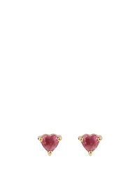 18K Gold Ruby Heart Stud Earrings