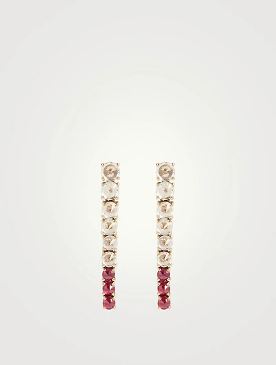 18K Gold Dream Links Earrings With White Sapphire And Ruby