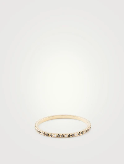 18K Gold Infinite Ring With Black And White Diamonds