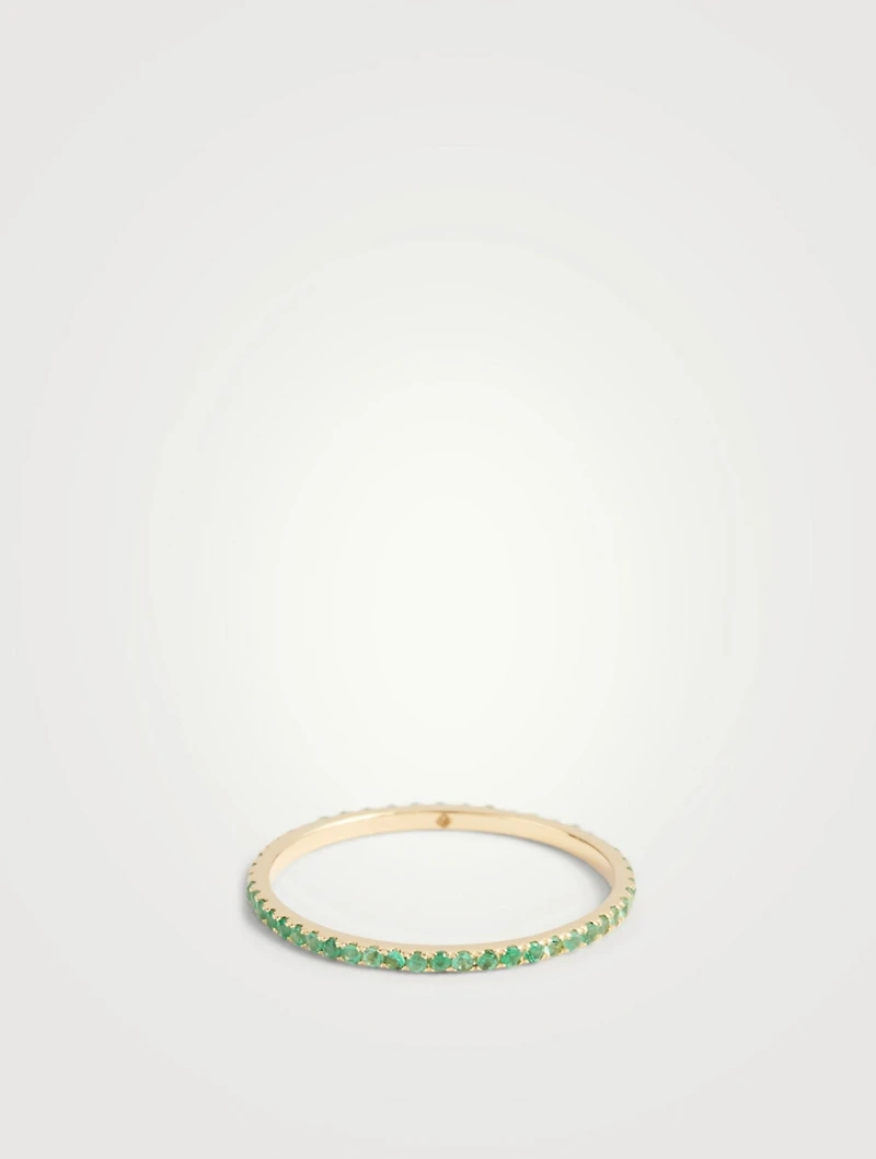 18K Gold Infinity Ring With Emeralds