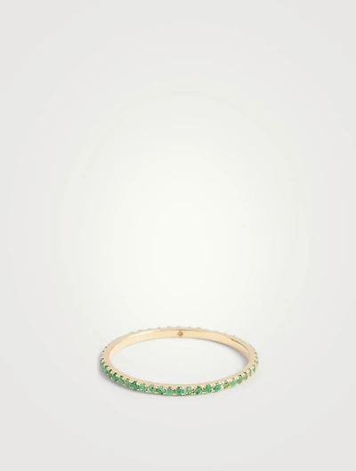 18K Gold Infinity Ring With Emeralds